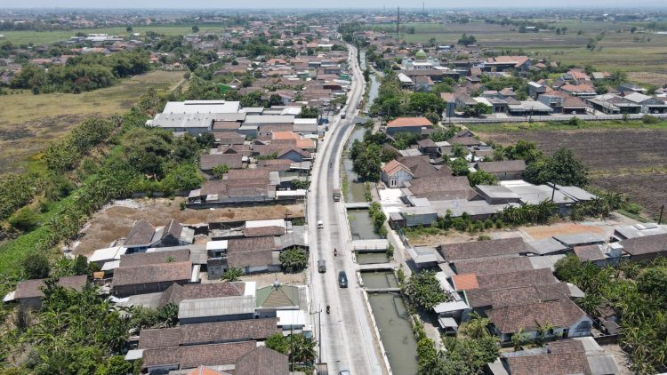 Progres perbaikan jalan di Kabupaten Sidoarjo nampak dari udara /Istimewa